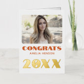 モダンおめでとう大学院名の写真 箔グリーティングカード (正面)