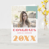モダンおめでとう金ゴールドグリッター大学院写真 カード (黄色い花)