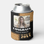 モダンおめでとう院生金ゴールドグリッター写真 缶クーラー (缶正面)