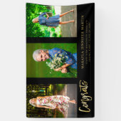 モダンおめでとう3 Photo Graduate Banner -金ゴールド 横断幕 (縦)