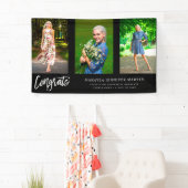 モダンおめでとう3 Photo Graduate Banner – 黒 横断幕 (インサイチュ)