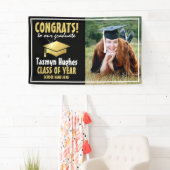 モダンおめでとう!金ゴールド2025卒業写真 横断幕 (インサイチュ)