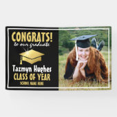 モダンおめでとう!金ゴールド2025卒業写真 横断幕 (横)