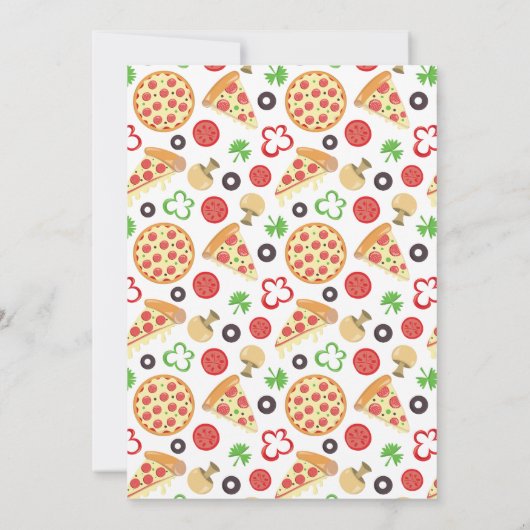 モダンおもしろいのスライス2nd誕生日ピザパーティー少女 招待状 (裏面)