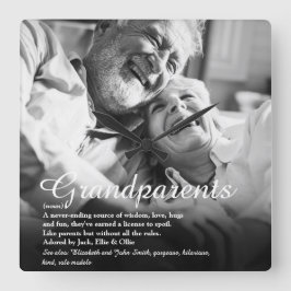 モダンおもしろいの祖父母の定義写真 スクエア壁時計