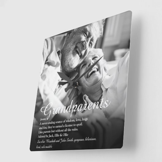 モダンおもしろいの祖父母の定義写真 スクエア壁時計 (傾斜)