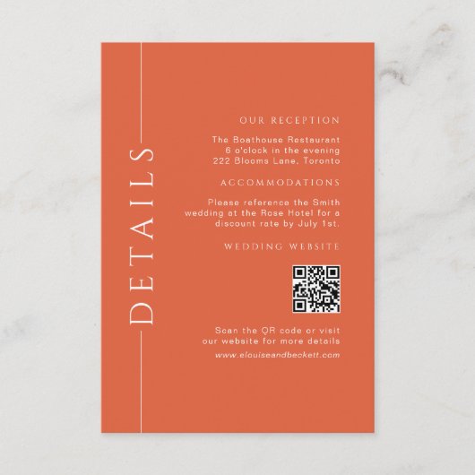 モダンおもしろいオ結婚レンジの詳細QRコードの挿入 エンクロージャーカード (正面)