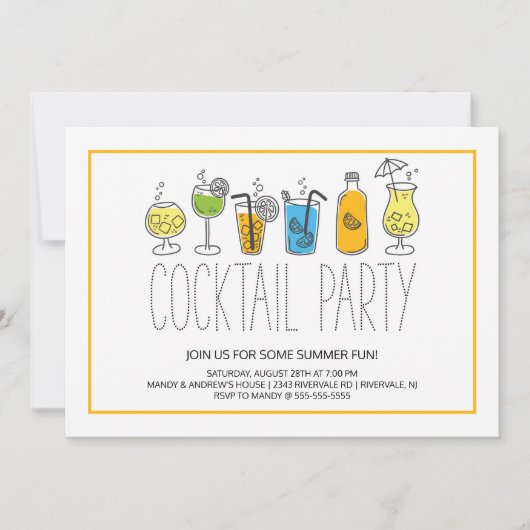 モダンおもしろいカクテルパーティー 招待状 (正面)