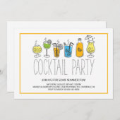 モダンおもしろいカクテルパーティー 招待状 (正面/裏面)