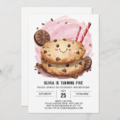 モダンおもしろいカスタムCookie誕生日 招待状 (正面/裏面)
