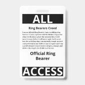 モダンおもしろいカスタムPhoto Ring Bearer ID Security バッジ (裏面)