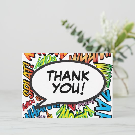 モダンおもしろいカラフルタイポグラフィ サンキューカード (スタンド正面)