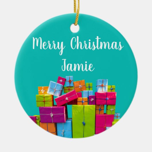 モダンおもしろいカラフルプレゼント セラミックオーナメント (正面)