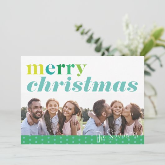 モダンおもしろいカラフルメリークリスマス2写真 シーズンカード (スタンド正面)