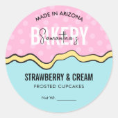 モダンおもしろいカラフルレトロドリップケーキベーカリーCookie ラウンドシール (正面)