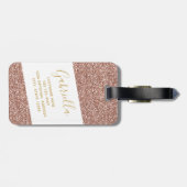 モダンおもしろいガーリーバラ金ゴールドピンクグリッター旅行ID ラゲッジタグ (裏面横)