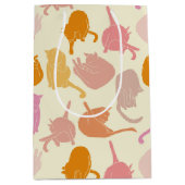 モダンおもしろいキャットパターンピンクオレンジピーチ ミディアムペーパーバッグ (正面)