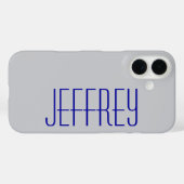 モダンおもしろいグレーとブルーパーソナライズされたジャンボ名 Case-Mate iPhoneケース (裏面 (横))