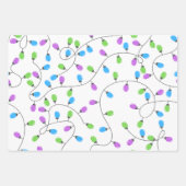 モダンおもしろいサストライプンタ&クリスマスライトパープル ラッピングペーパーシート (正面3)