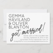 モダンおもしろいシンプルウェディングレセプション 招待状 (正面)