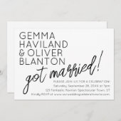 モダンおもしろいシンプルウェディングレセプション 招待状 (正面/裏面)