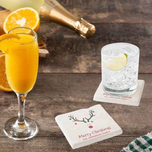 モダンおもしろいシンプルクリスマスのトナカイ ストーンコースター