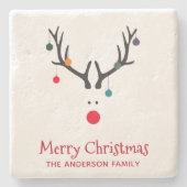 モダンおもしろいシンプルクリスマスのトナカイ ストーンコースター (正面)