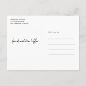 モダンおもしろいシンプル写真結婚式 案内ポストカード (裏面)