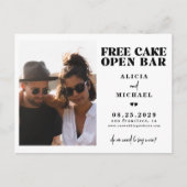 モダンおもしろいシンプル写真結婚式 案内ポストカード (正面)