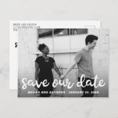 モダンおもしろいスクリプト写真の保存日付 案内ポストカード (正面/裏面)