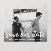 モダンおもしろいスクリプト写真の保存日付 案内ポストカード (正面)