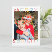 モダンおもしろいタイプメリーChristmas & Bright One Photo シーズンカード (スタンド正面)