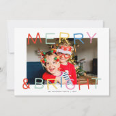 モダンおもしろいタイプメリーChristmas & Bright One Photo シーズンカード (正面)