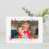 モダンおもしろいタイプメリーChristmas & Bright One Photo シーズンカード (スタンド正面)