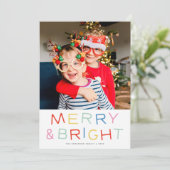 モダンおもしろいタイプメリーChristmas & Bright One Photo シーズンカード (スタンド正面)