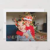 モダンおもしろいタイプメリーChristmas & Bright One Photo シーズンカード (正面)