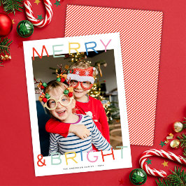 モダンおもしろいタイプメリーChristmas & Bright One Photo シーズンカード