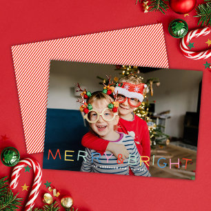 モダンおもしろいタイプメリーChristmas & Bright One Photo シーズンカード