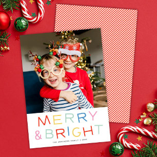 モダンおもしろいタイプメリーChristmas & Bright One Photo シーズンカード