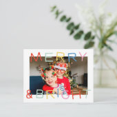 モダンおもしろいタイプメリーChristmas & Bright One Photo ポストカード (スタンド正面)