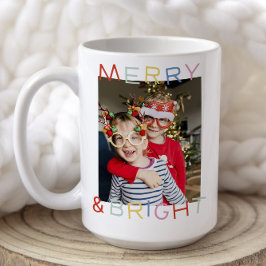 モダンおもしろいタイプメリーChristmas & Bright Two Photo コーヒーマグカップ