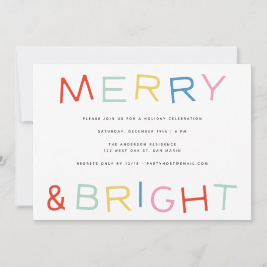 モダンおもしろいタイメリープ&ブライトクリスマスホリデー 招待状 (正面)