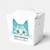 モダンおもしろいティール（緑がかった色）猫ステンシユーモアのあるェンはっきりした型 フェイバーボックス (裏面サイド)