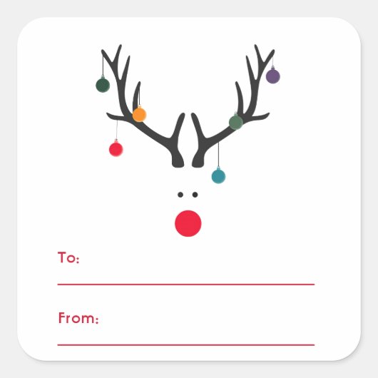 モダンおもしろいトナカイ スクエアシール (正面)
