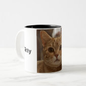 モダンおもしろいネコ母フォトコラージュ引用文 ツートーンマグカップ (正面左)