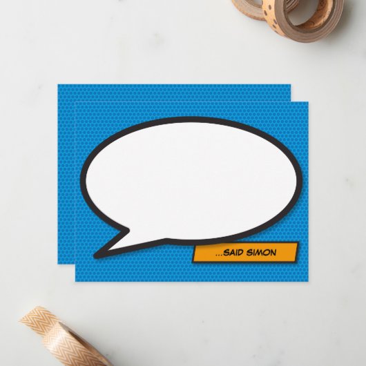モダンおもしろいパーソナライズされた漫画本の音声バブル ノートカード (正面/裏面インサイチュ)