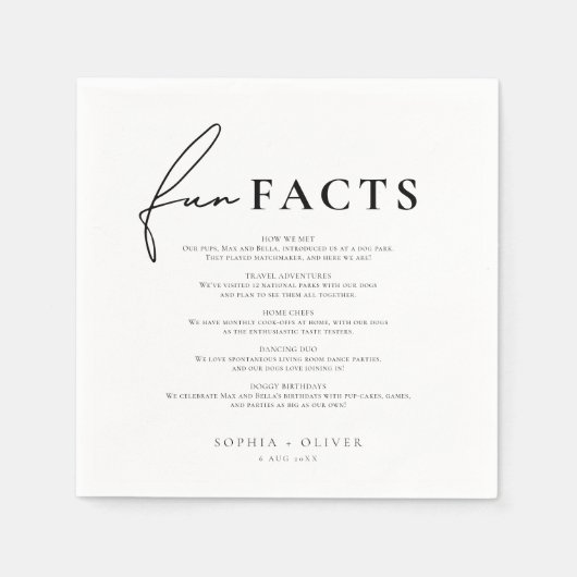 モダンおもしろいファクトのスクリプ結婚ト スタンダードカクテルナプキン (正面)