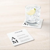 モダンおもしろいファクトはっきりしたブラックイニシャル結婚ズ スクエアペーパーコースター (インサイチュ)