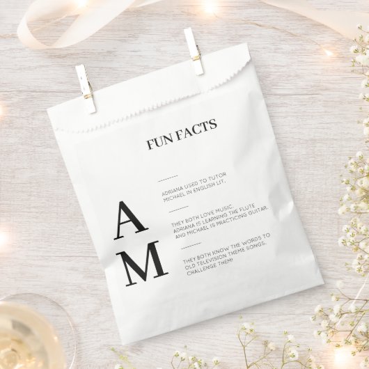 モダンおもしろいファクトはっきりしたブラックイニシャル結婚ズ フェイバーバッグ (クリップ留めされた状態)