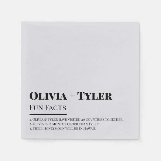 モダンおもしろいファクト結婚式レセプションカクテル スタンダードカクテルナプキン (正面)